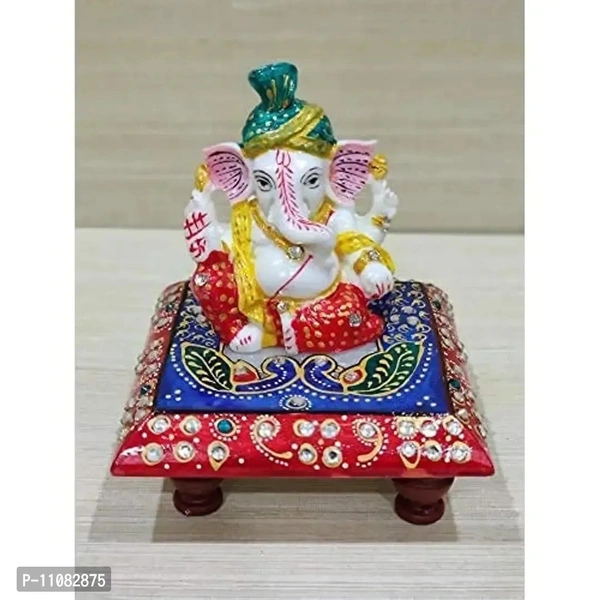 GiftNagri Handicraft Marble Chowki Pagdi Ganesh Export Quality Home Decor Showpiece for Gift an Pooja Purpose 11082875