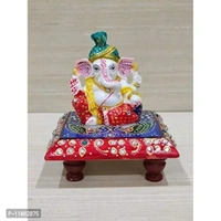 GiftNagri Handicraft Marble Chowki Pagdi Ganesh Export Quality Home Decor Showpiece for Gift an Pooja Purpose 11082875