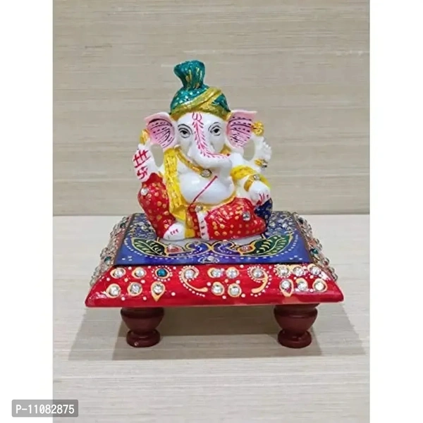 GiftNagri Handicraft Marble Chowki Pagdi Ganesh Export Quality Home Decor Showpiece for Gift an Pooja Purpose 11082875