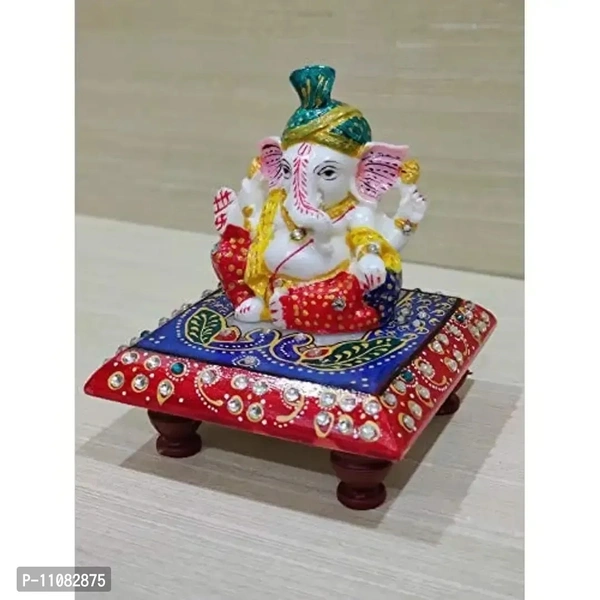 GiftNagri Handicraft Marble Chowki Pagdi Ganesh Export Quality Home Decor Showpiece for Gift an Pooja Purpose 11082875