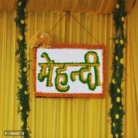 CSART Mehndi Decoration Board for Wedding/Marriage Decoration Toran (Mehndi Ceremony Mdf Board PomPom Wood On Base Banner in Mehndi Decoration Item) 14649170