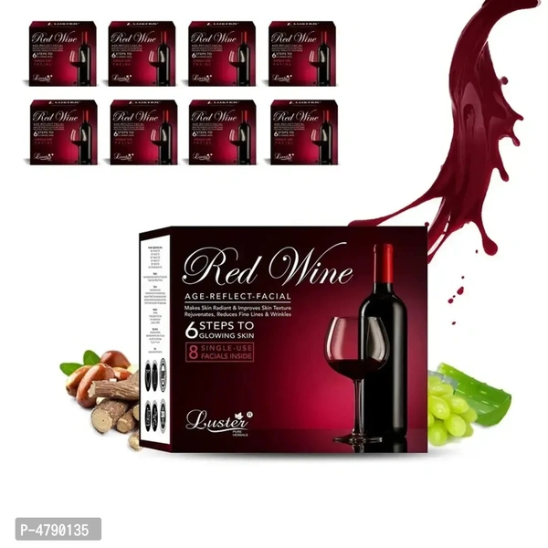 Luster Red Wine Age Reflect Facial Kit |Anti Ageing Facial Kit | Wine Facial | For Glowing Skin and Deep Cleansing | Skin Brightening and Instant Glow | Paraben Free - 320ml Type: 4790135