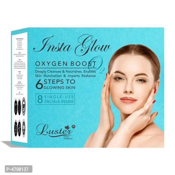 Luster Insta Glow Oxygen Boost Facial Kit | 6 Step Facial Kit | Made With Natural Ingredients | Instant Glow Facial Kit | All Skin Types | Paraben Free &ndash; 320ml Luster Insta Glow Oxygen Boost Facial Kit | 6 Step Facial Kit | Made With Natural Ingredients | Instant Glow Facial Kit | All Skin Types | Paraben Free &ndash; 320ml 4790137
