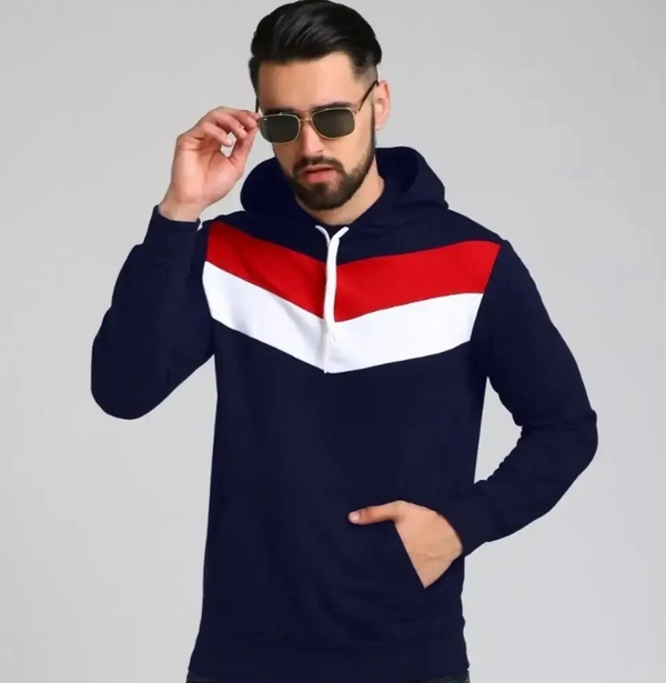 Stylish Nylon Self Pattern Long Sleeves Hooded Sweatshirts For Men 9193745 - S