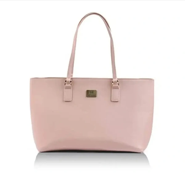 Priyaasi PU Leather Blush Pink Solid Tote Bag for Women's - Stylish, Trendy, Casual Handbag with Zipper Closure for Office, College 8156709