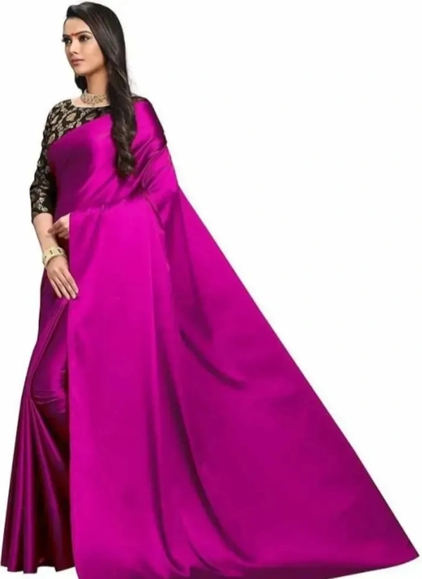Satin Silk Sarees With Blouse Piece 5806310 - Purple