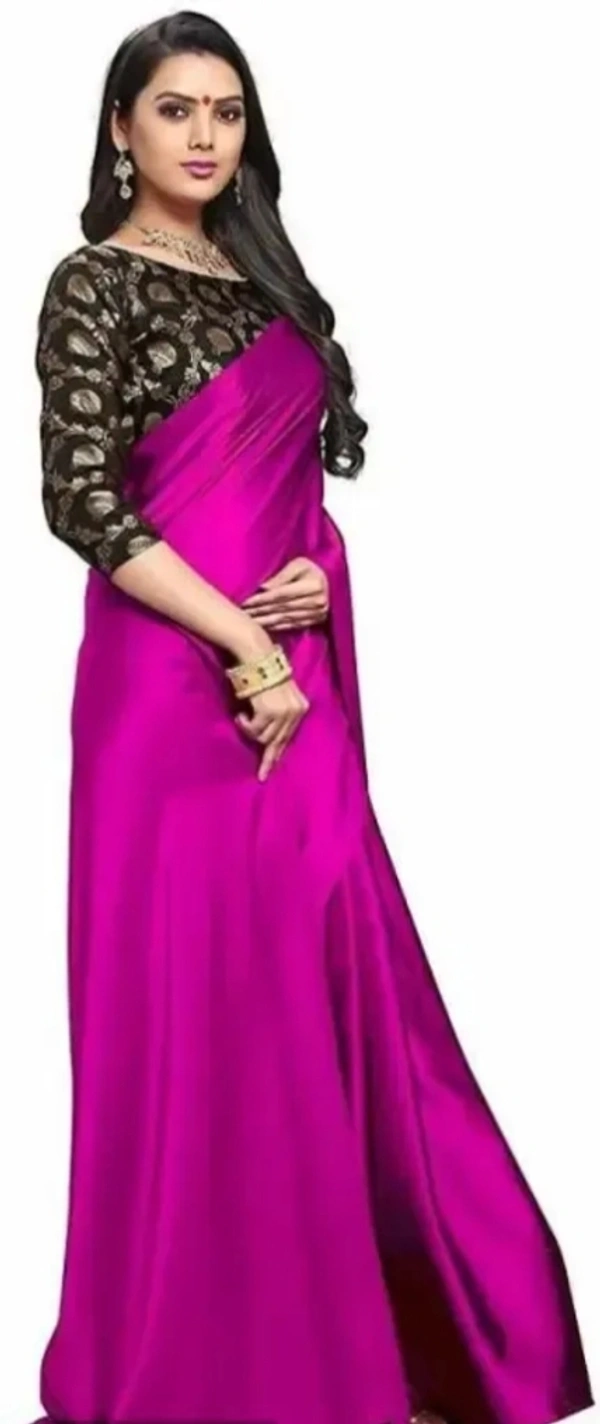 Satin Silk Sarees With Blouse Piece 5806310 - Purple