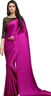 Satin Silk Sarees With Blouse Piece 5806310 - Purple