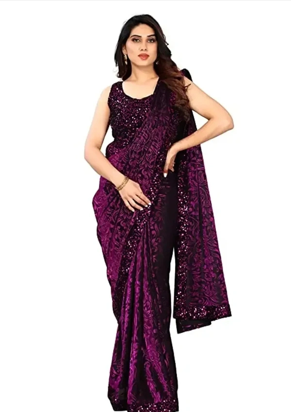 Beautiful Lycra Saree With Blouse Piece For Women 6685005