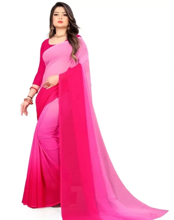 Authentic Green Georgette Saree with Blouse piece For Women 7036735