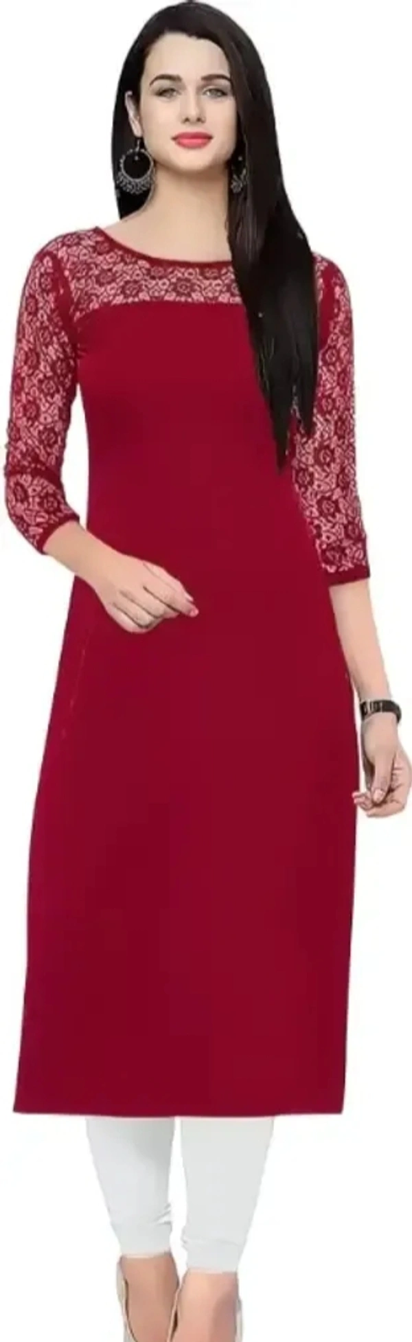 Classic Crepe Solid Kurtis For Women 8905397 - S