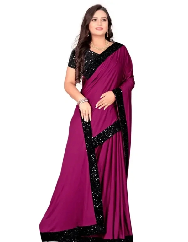 Georgette Sequin Lace Border Sarees with Sequin Blouse Piece 14608246