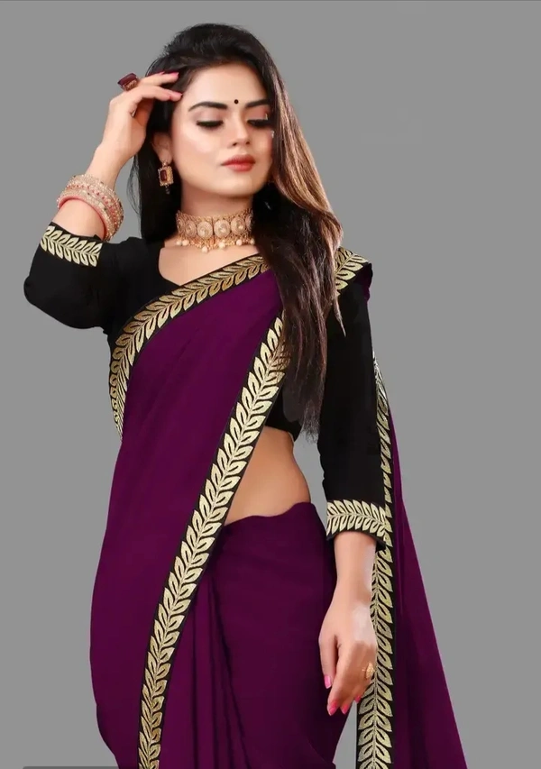 Stylish Fancy Vichitra Silk Saree With Blouse Piece For Women 12989726