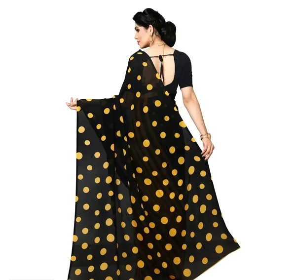 Women's Black Georgette Printed Fancy Party wear Saree With Unstitched Blouse 4356849