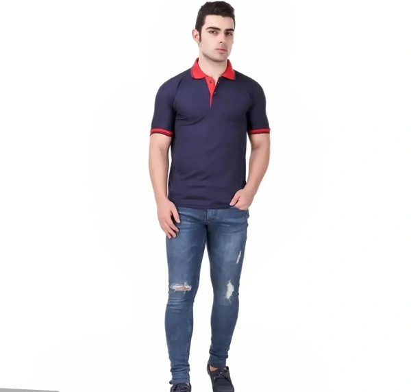 Contemporary Polyester Blend Solid Polos For Men- Pack Of 2) 7399419 - S