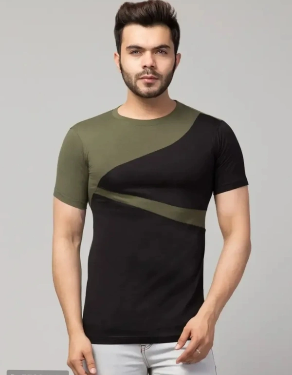 Men's Multicoloured Cotton Colourblocked T-Shirt 5526453 - S