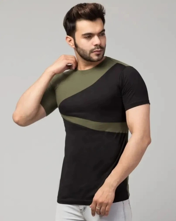 Men's Multicoloured Cotton Colourblocked T-Shirt 5526453 - S