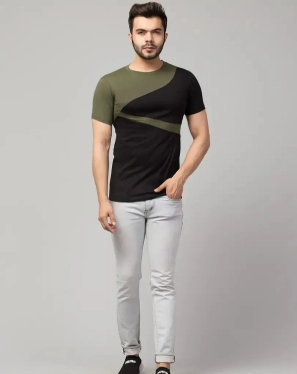 Men's Multicoloured Cotton Colourblocked T-Shirt 5526453 - S