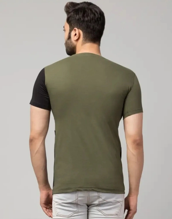 Men's Multicoloured Cotton Colourblocked T-Shirt 5526453 - S