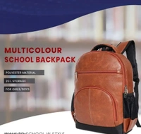 Trendy Pu Leather School/College and Travel Laptop Backpack for Unisex (Tan)10046058