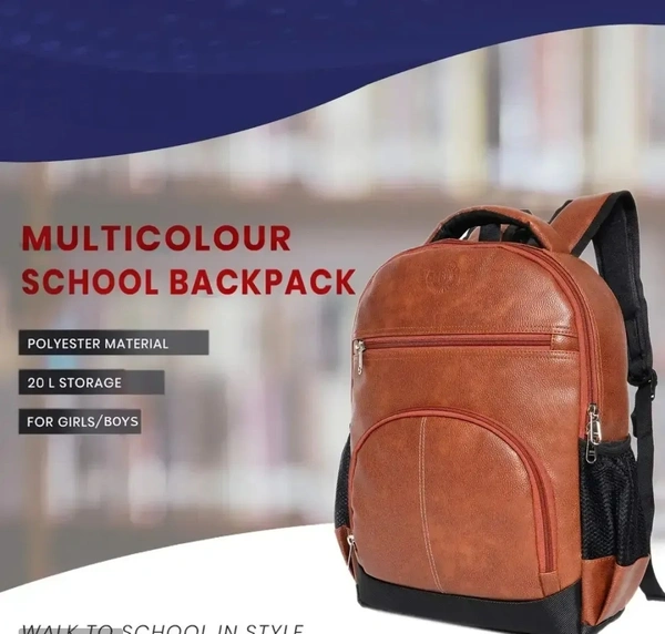 Trendy Pu Leather School/College and Travel Laptop Backpack for Unisex (Tan)10046058