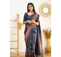 Embellished Woven Design Silk Blend Banarasi Silk Saree With Blouse Piece 12015903