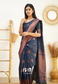 Embellished Woven Design Silk Blend Banarasi Silk Saree With Blouse Piece 12015903