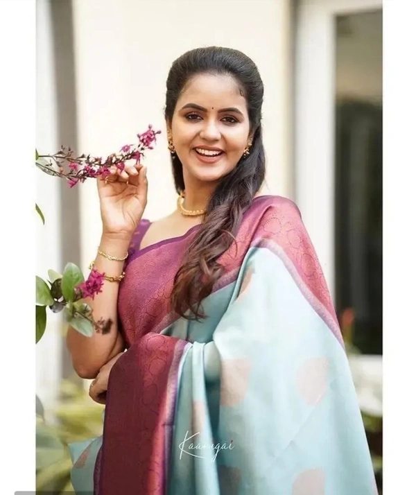 Women Jacquard Banarasi Silk Saree with Blouse 13281425