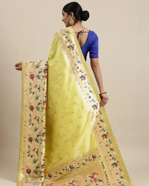 Women's PurePaithani Silk Saree With Unstitched Blouse Piece 13164191