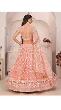 Womens Bridal Super Net With Silk Semi Stitched Lehenga Choli (Free Size) 11003060