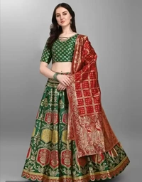 Stylish Green Jacquard Lehenga with Choli And Dupatta Set For Women 8331599 
