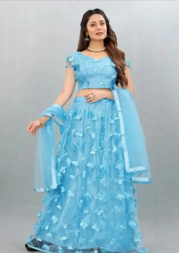 Net Embroidered Semi-Stitched Lehenga Choli 6584849