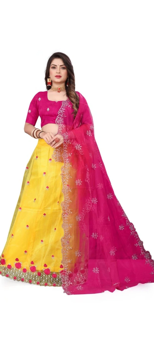 Attractive Net Embroidered Semi Stitched Lehenga Choli for Women 12109165