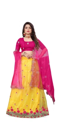 Attractive Net Embroidered Semi Stitched Lehenga Choli for Women 12109165