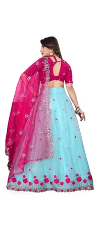 Attractive Net Embroidered Semi Stitched Lehenga Choli for Women 12109166