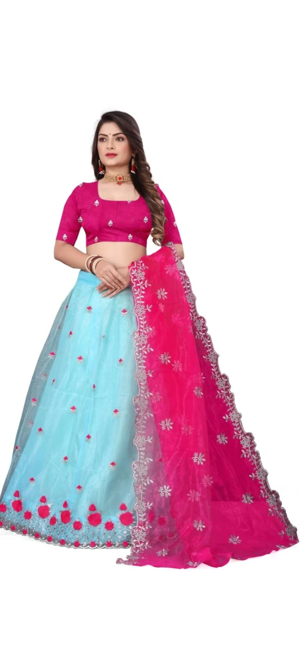 Attractive Net Embroidered Semi Stitched Lehenga Choli for Women 12109166