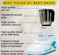Nissan Home Appliances 750-Watt Mixer Grinder with 3 Jars (Liquidizing, Wet Grinding and Chutney Jar), Stainless Steel blades (Multicolor) 14103039