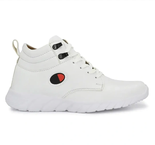 Stylish Fashionable White Leatherette Trendy Modern Daily Wear Lace Ups Running Casual Shoes Sneakers For Men 7345194 - Uk 7