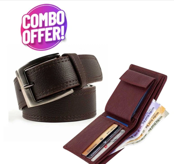 Artificial Leather Belt And Wallet Combo For Men 8980846 - 36