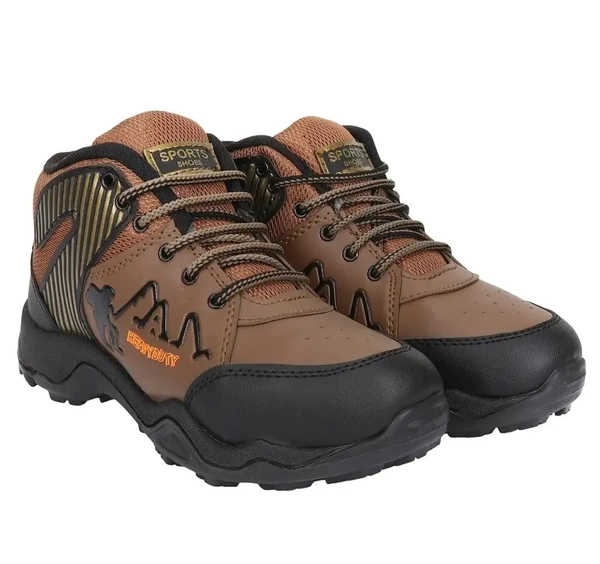 Men's Stylish and Trendy Brown Self Design Rexine Casual Sports Shoes 4675116 - UK 8