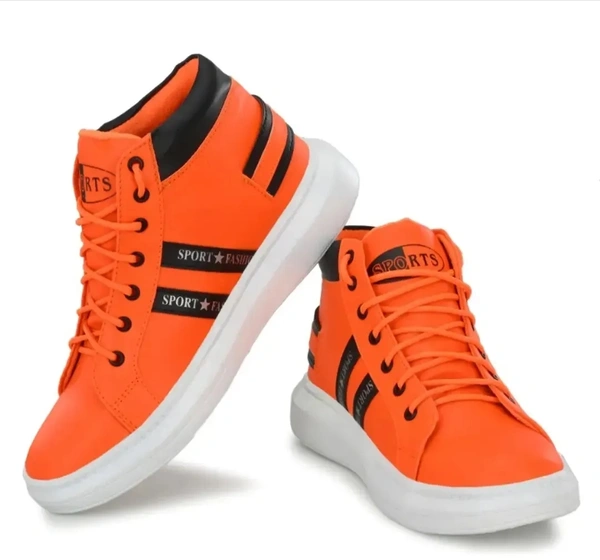Stylish Orange Solid Flat Boots For Men 11703551 - UK 6