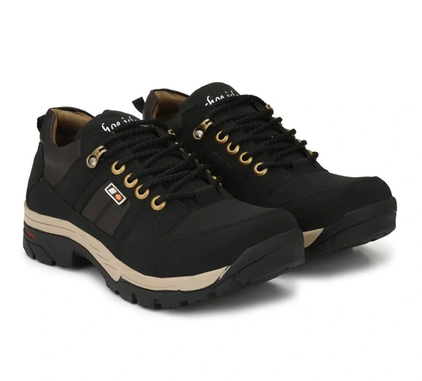 Mens Stylish Solid Black Ankle Length Casual Boots 4038659 - UK 6