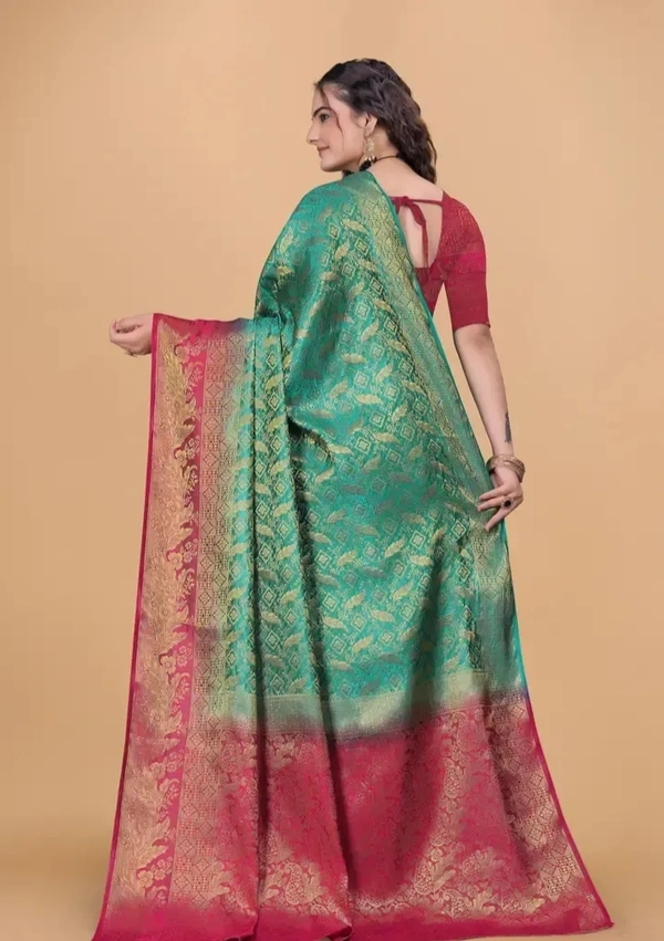 Kanjeevaram Style Art Silk Jacquard Sarees with Blouse Piece 21530796
