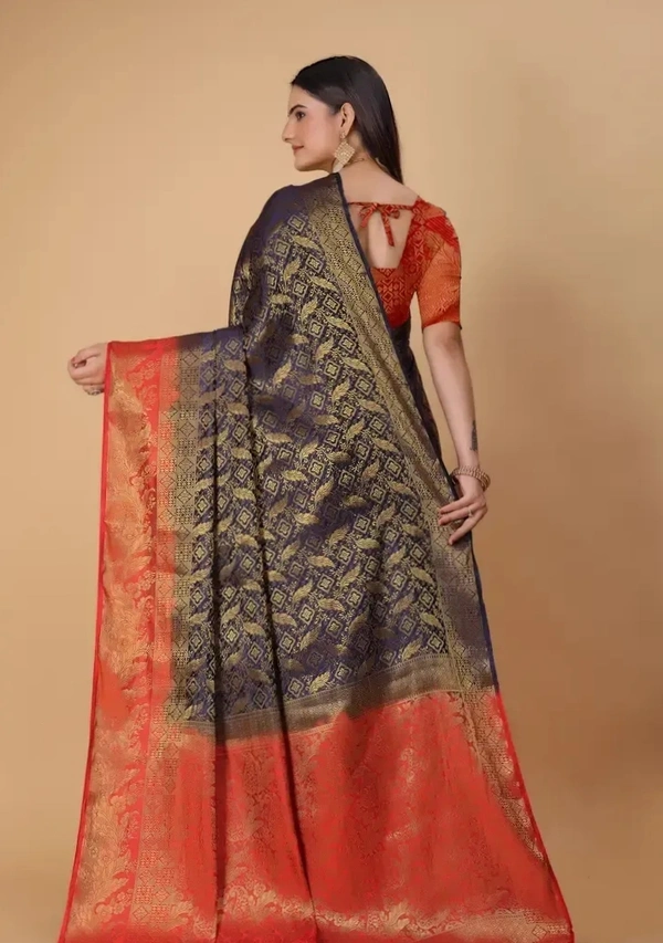 Kanjeevaram Style Art Silk Jacquard Sarees with Blouse Piece 21530801