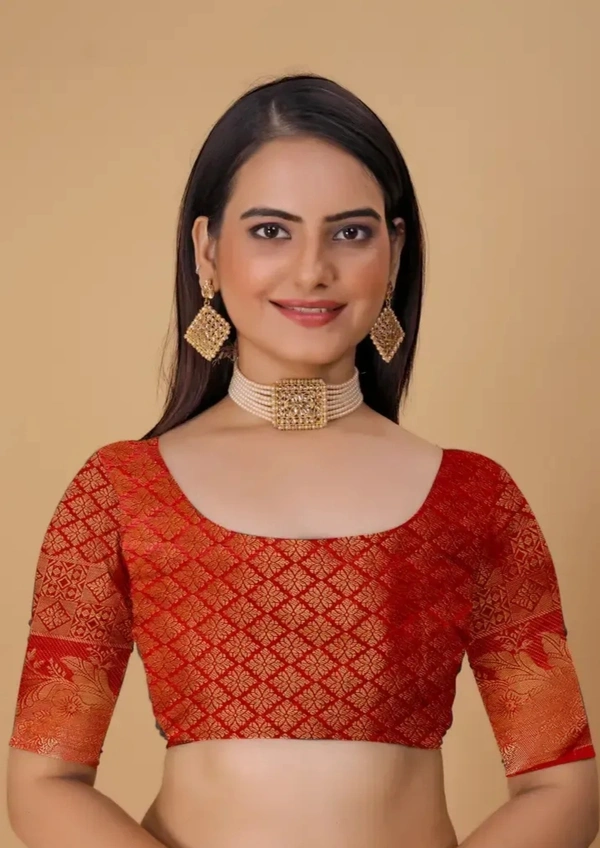 Kanjeevaram Style Art Silk Jacquard Sarees with Blouse Piece 21530801