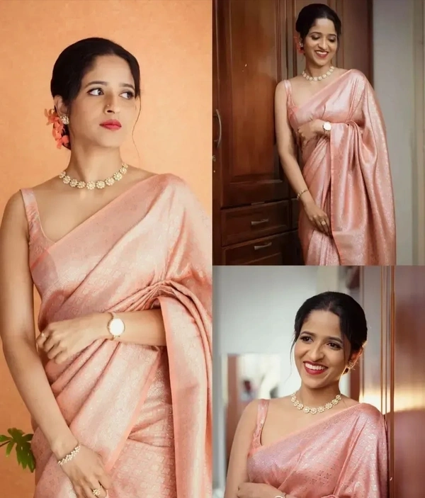 Beautiful Art Silk Jacquard Saree with Blouse piece 18578645