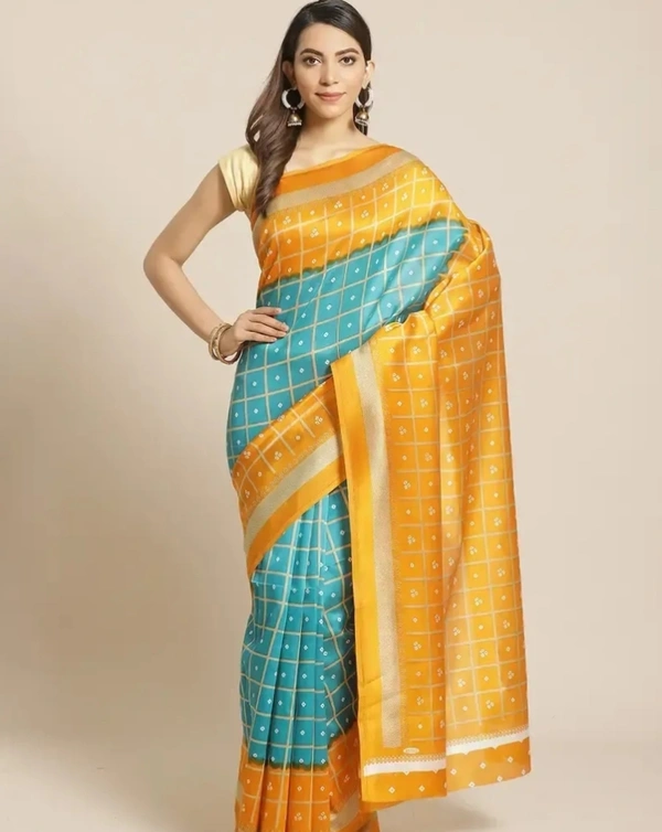 Attractive Silk Blend Saree with Blouse piece For WomenPack Of 1 9727423
