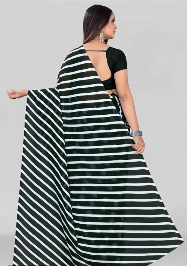 Stylish Georgette Multicoloured Printed Saree with Blouse piece For Women Pack Of 1 13873543