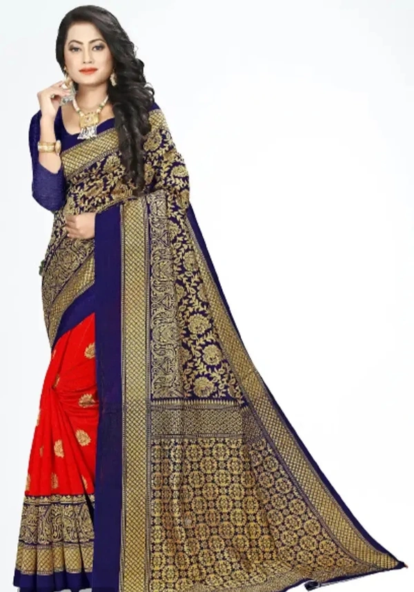 Women Beautiful Multicolored Mysore Silk Saree with Blouse piece 5591530
