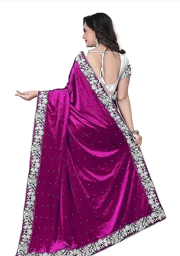 JULEE Womens Velvet and Rasal Net Half and Half Saree with Blouse Piece (Pink ) 8000174